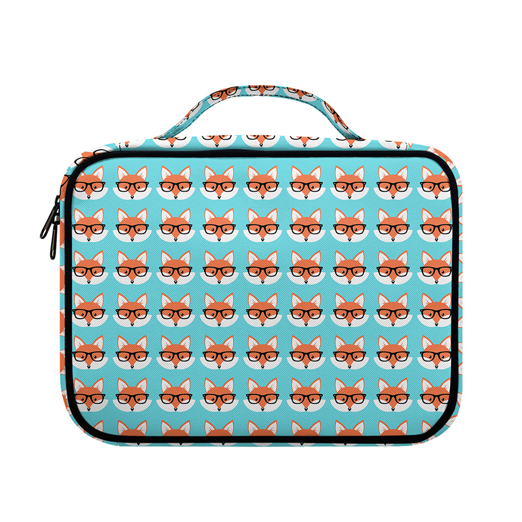 Fox With Glasses Pattern Print Briefcase Bible Bag