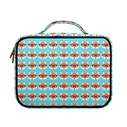 Fox With Glasses Pattern Print Briefcase Bible Bag