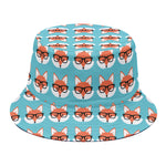Fox With Glasses Pattern Print Bucket Hat