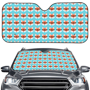 Fox With Glasses Pattern Print Car Windshield Sun Shade