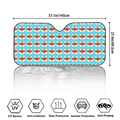 Fox With Glasses Pattern Print Car Windshield Sun Shade