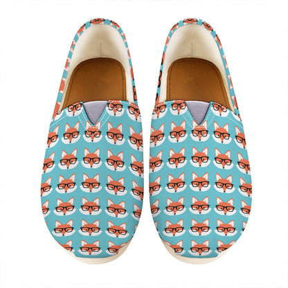 Fox With Glasses Pattern Print Casual Shoes