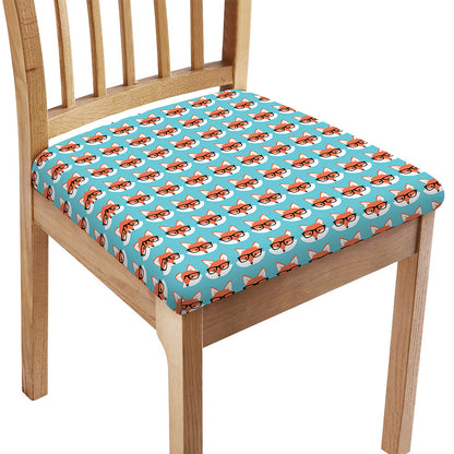 Fox With Glasses Pattern Print Chair Cushion Cover