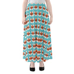 Fox With Glasses Pattern Print Chiffon Maxi Skirt