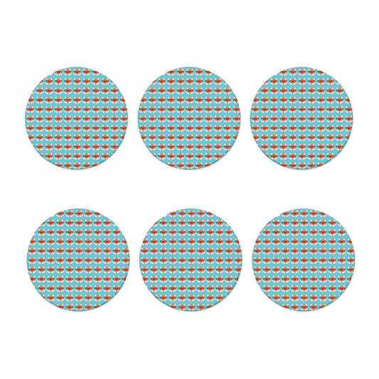 Fox With Glasses Pattern Print Coaster Set