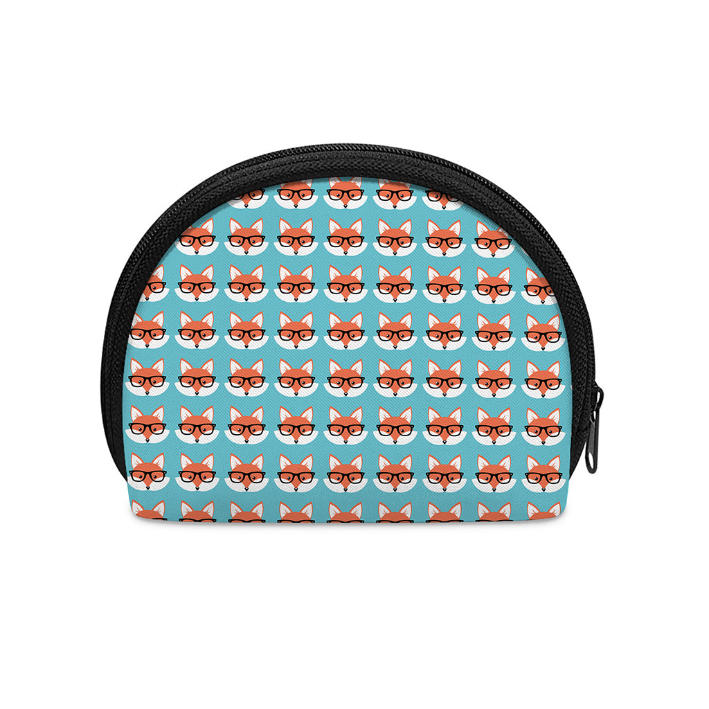 Fox With Glasses Pattern Print Coin Purse