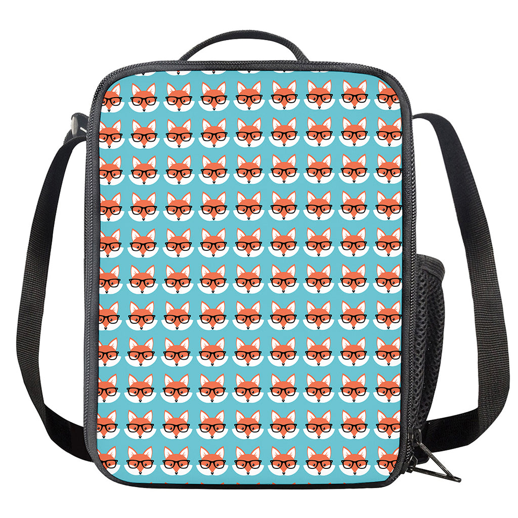 Fox With Glasses Pattern Print Crossbody Lunch Bag