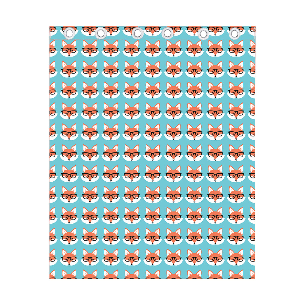 Fox With Glasses Pattern Print Curtain