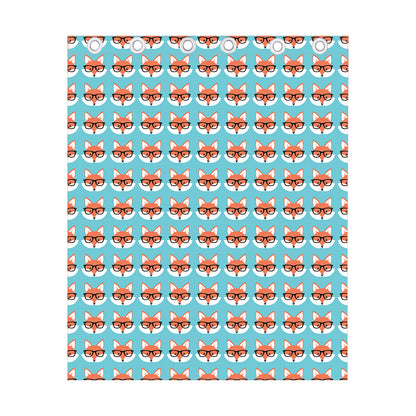 Fox With Glasses Pattern Print Curtain