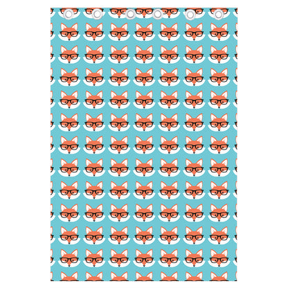 Fox With Glasses Pattern Print Curtain