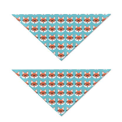 Fox With Glasses Pattern Print Dog Bandana