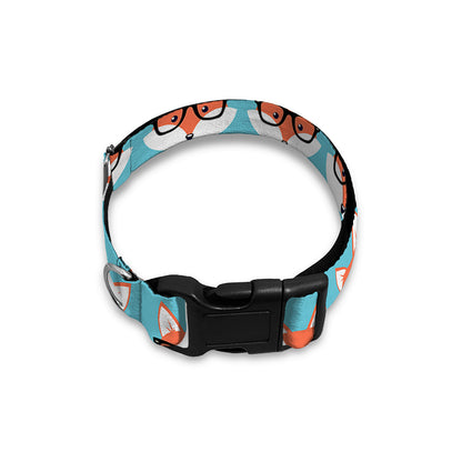Fox With Glasses Pattern Print Dog Collar