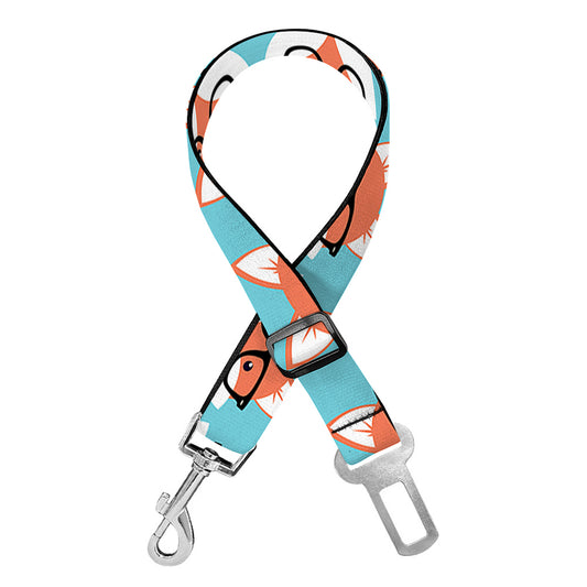 Fox With Glasses Pattern Print Dog Seat Belt