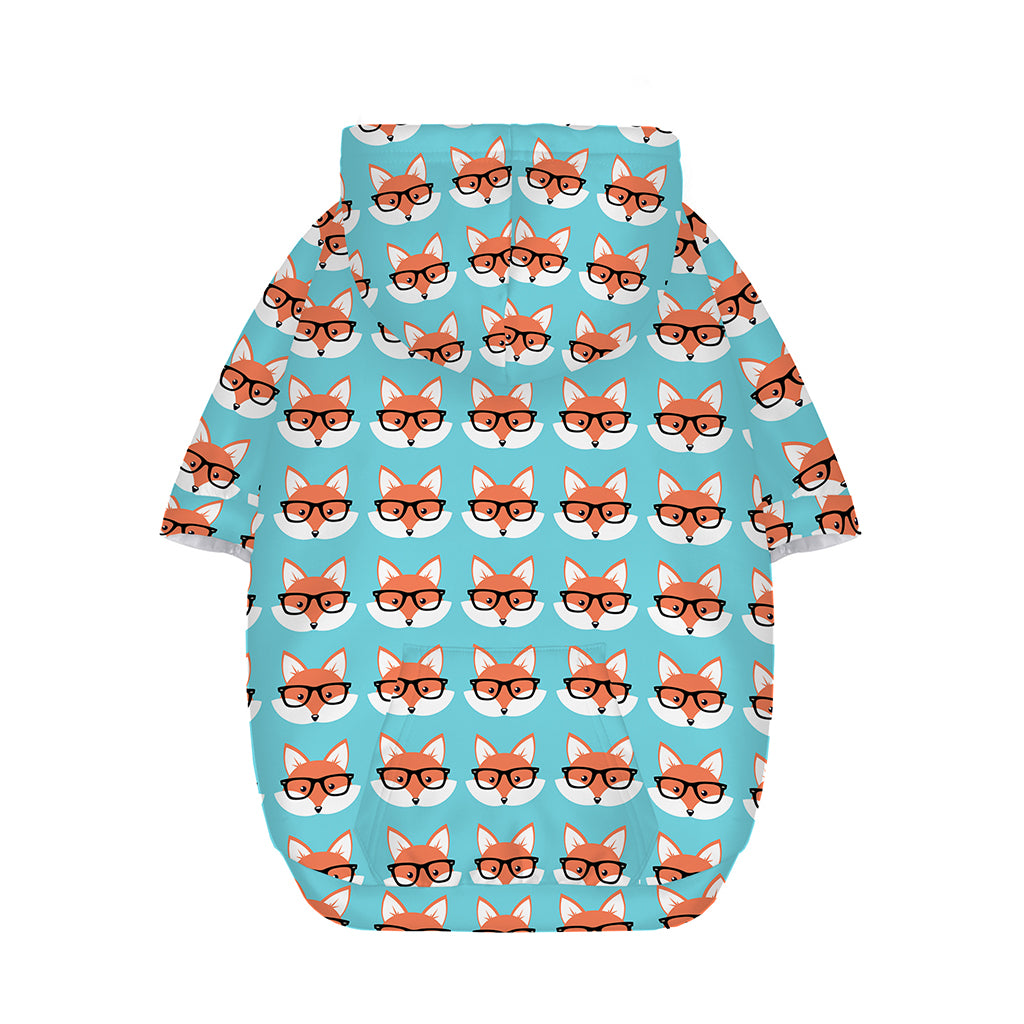 Fox With Glasses Pattern Print Dog Zip Up Hoodie
