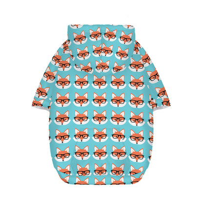 Fox With Glasses Pattern Print Dog Zip Up Hoodie