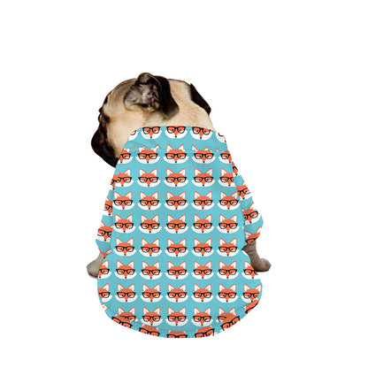 Fox With Glasses Pattern Print Dog Zip Up Jacket