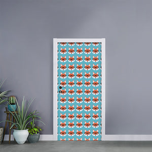 Fox With Glasses Pattern Print Door Sticker