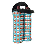 Fox With Glasses Pattern Print Double Neoprene Wine Tote