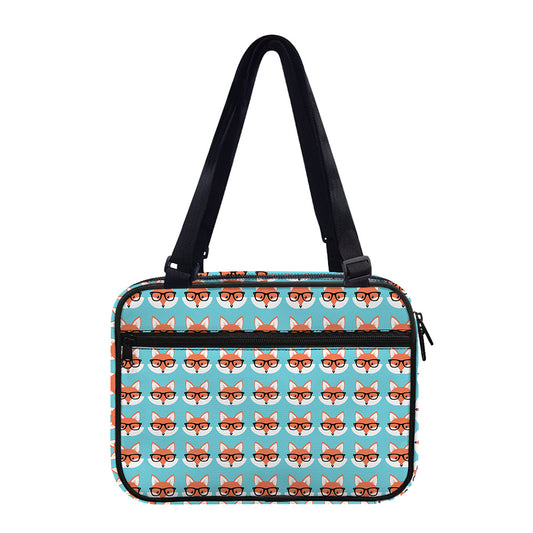 Fox With Glasses Pattern Print Double Strap Bible Bag