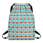 Fox With Glasses Pattern Print Drawstring Backpack