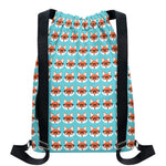 Fox With Glasses Pattern Print Drawstring Backpack