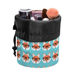 Fox With Glasses Pattern Print Drawstring Makeup Bag