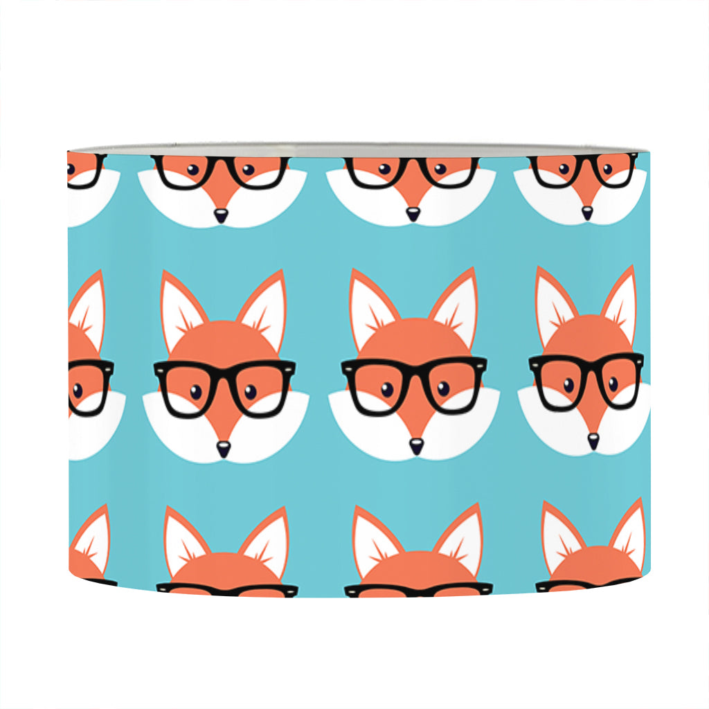 Fox With Glasses Pattern Print Drum Lamp Shade