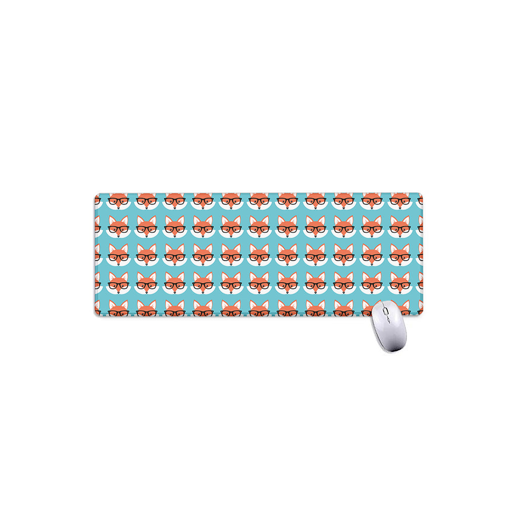 Fox With Glasses Pattern Print Extended Mouse Pad