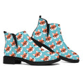 Fox With Glasses Pattern Print Flat Ankle Boots