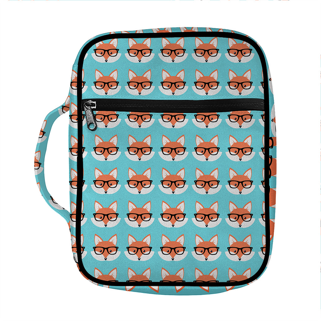 Fox With Glasses Pattern Print Front Pocket Bible Bag