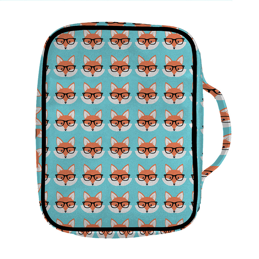 Fox With Glasses Pattern Print Front Pocket Bible Bag