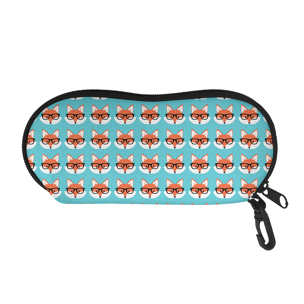 Fox With Glasses Pattern Print Glasses Case