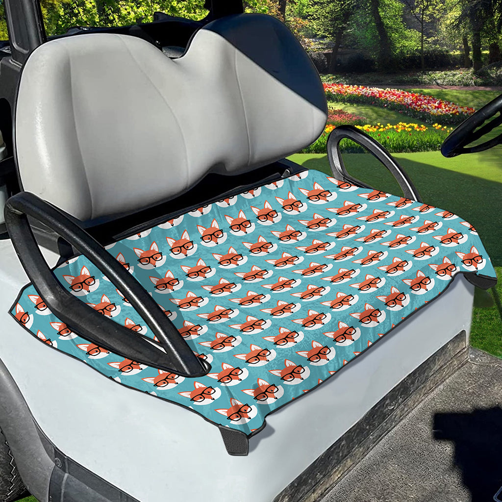 Fox With Glasses Pattern Print Golf Cart Seat Cover