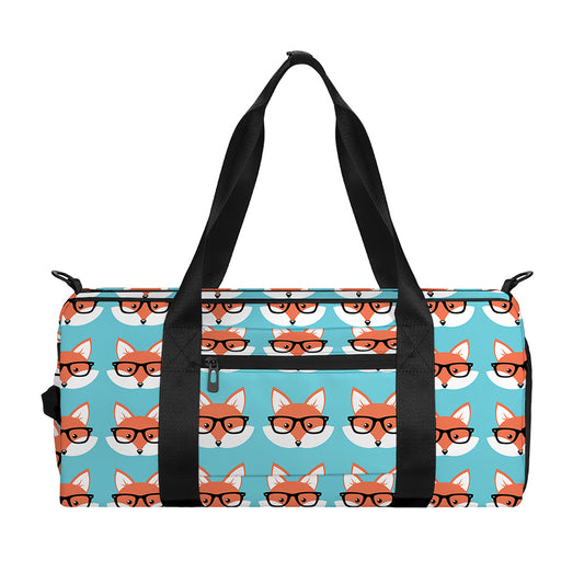 Fox With Glasses Pattern Print Gym Bag