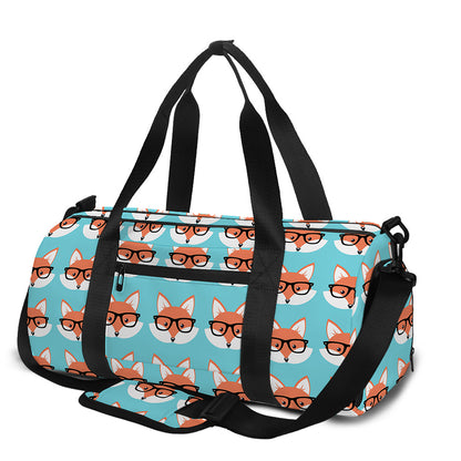Fox With Glasses Pattern Print Gym Bag