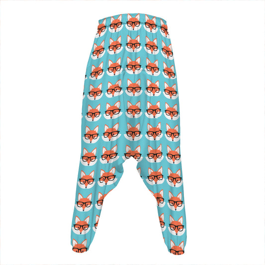 Fox With Glasses Pattern Print Hammer Pants