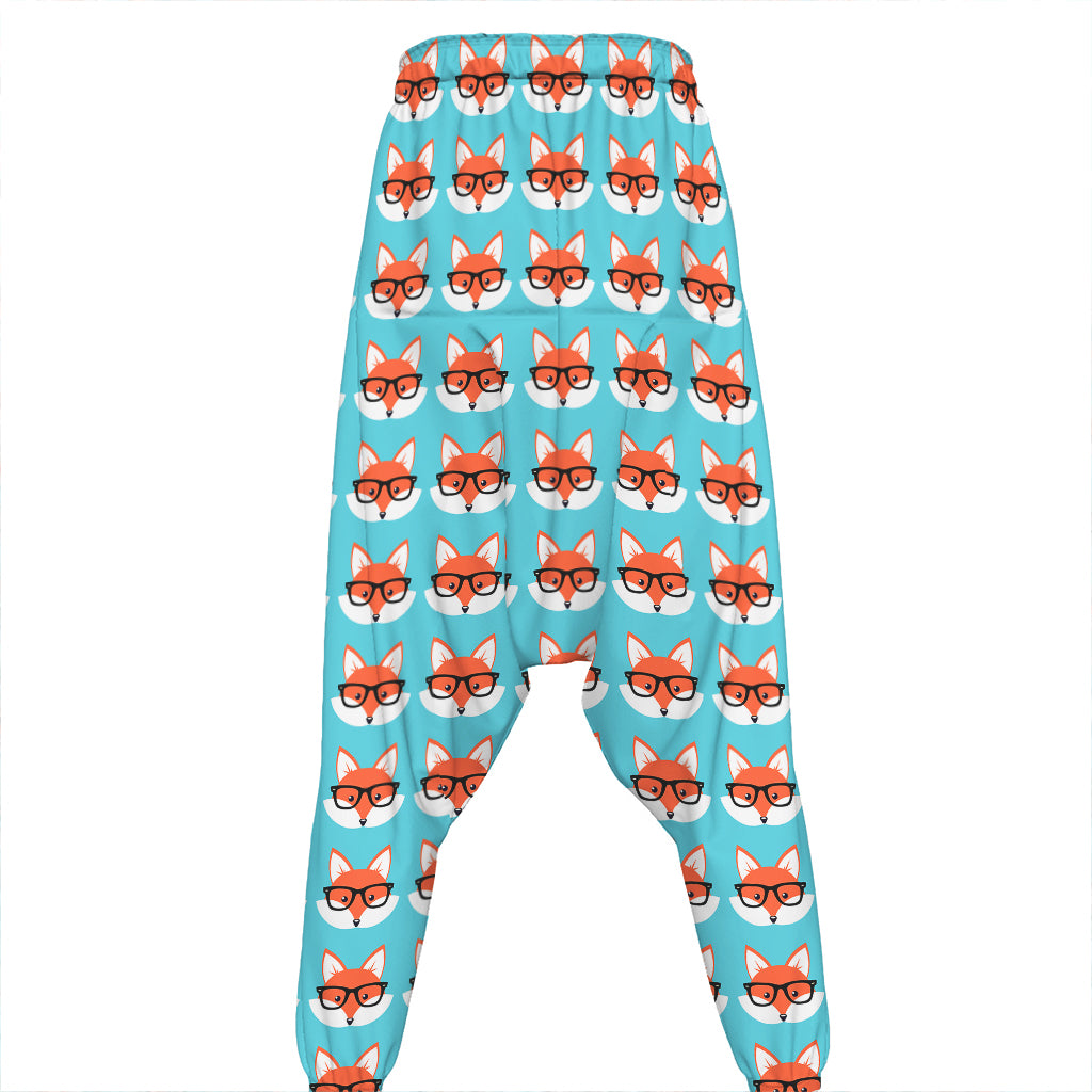 Fox With Glasses Pattern Print Hammer Pants
