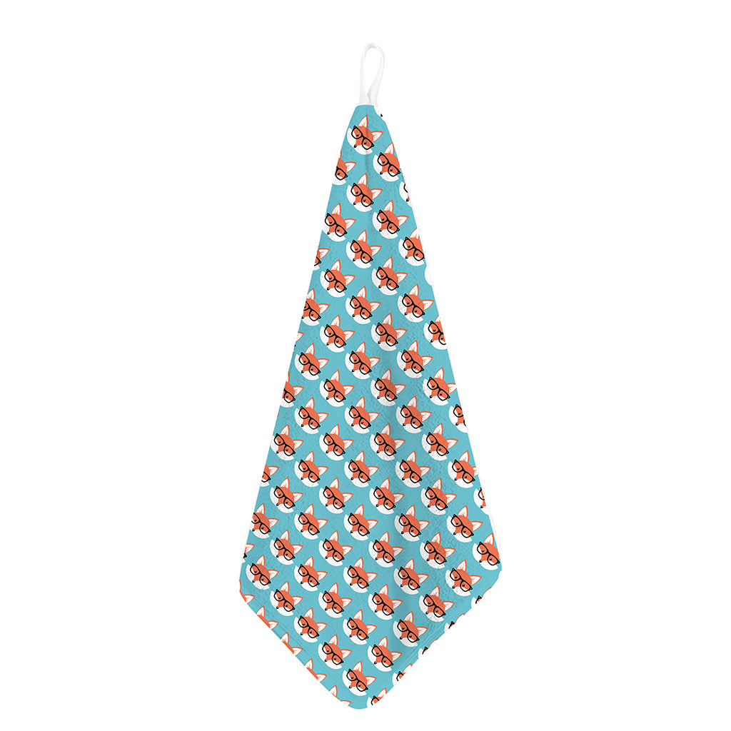 Fox With Glasses Pattern Print Hand Towel
