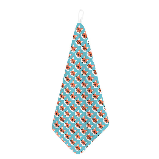 Fox With Glasses Pattern Print Hand Towel