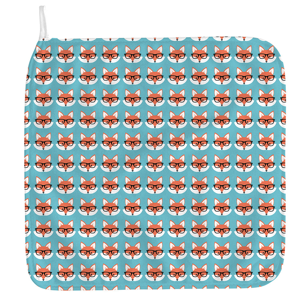 Fox With Glasses Pattern Print Hand Towel