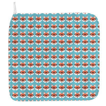 Fox With Glasses Pattern Print Hand Towel