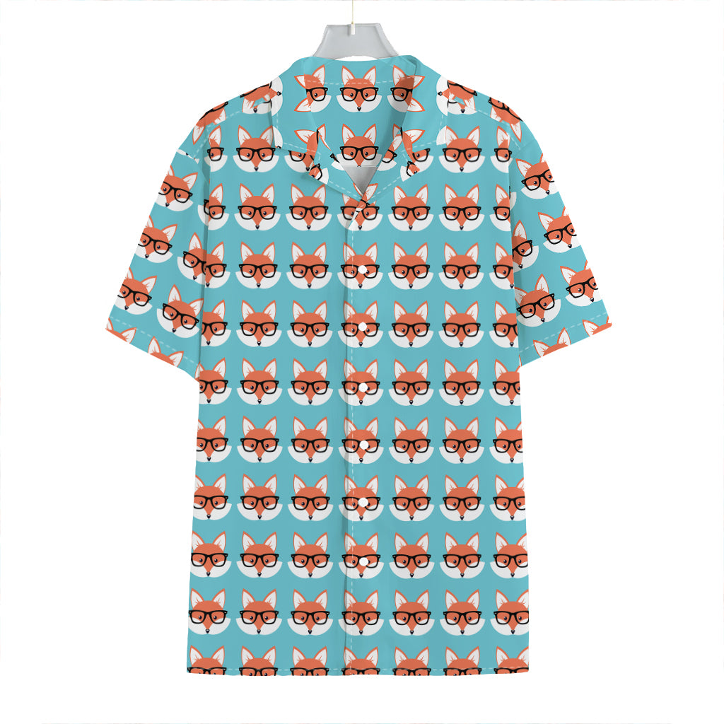 Fox With Glasses Pattern Print Hawaiian Shirt