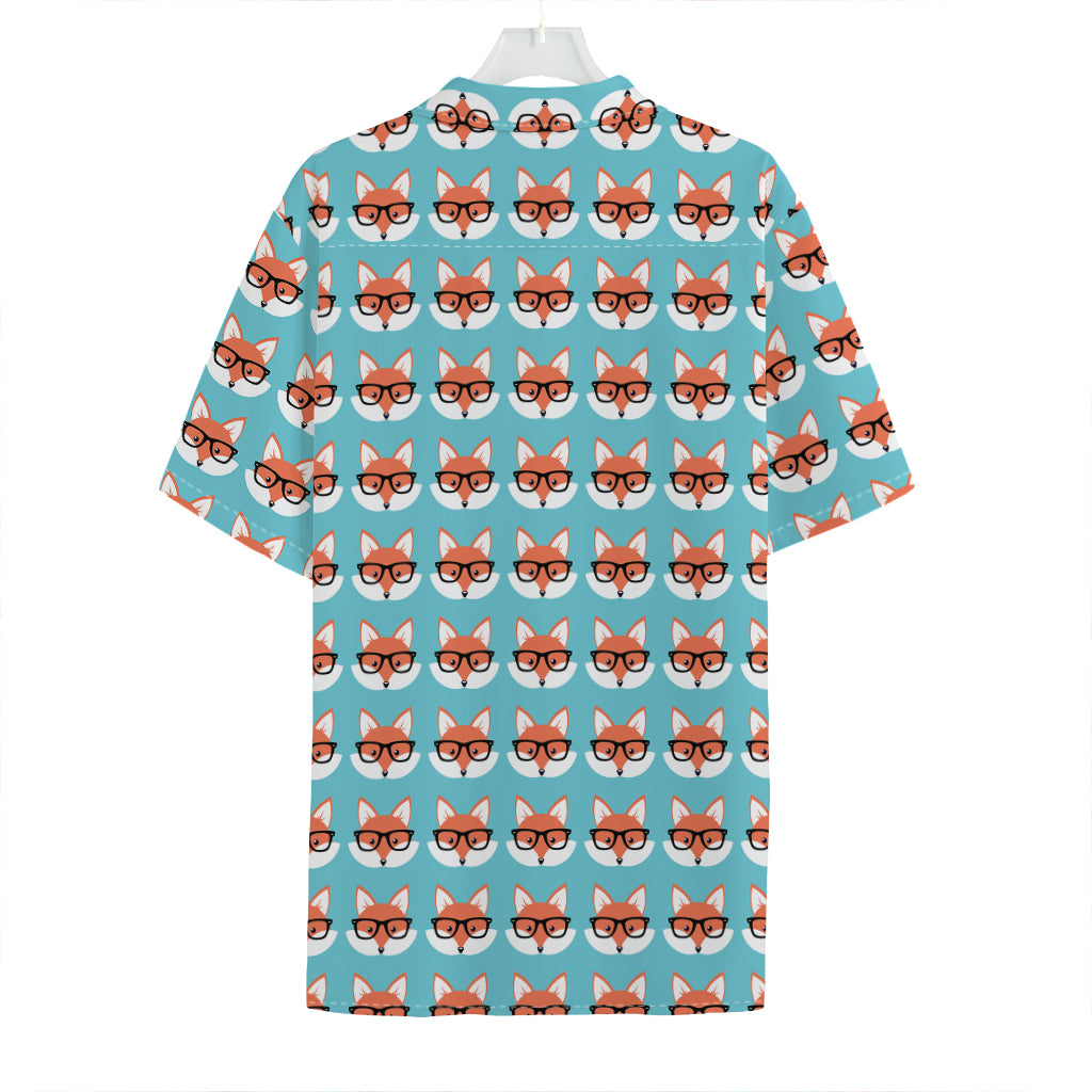 Fox With Glasses Pattern Print Hawaiian Shirt