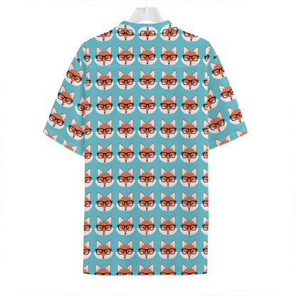 Fox With Glasses Pattern Print Hawaiian Shirt