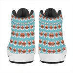 Fox With Glasses Pattern Print High Top Leather Sneakers