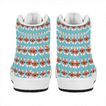 Fox With Glasses Pattern Print High Top Leather Sneakers