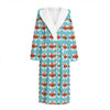 Fox With Glasses Pattern Print Hooded Bathrobe