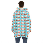 Fox With Glasses Pattern Print Hoodie Blanket