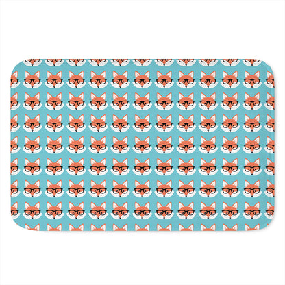 Fox With Glasses Pattern Print Indoor Door Mat
