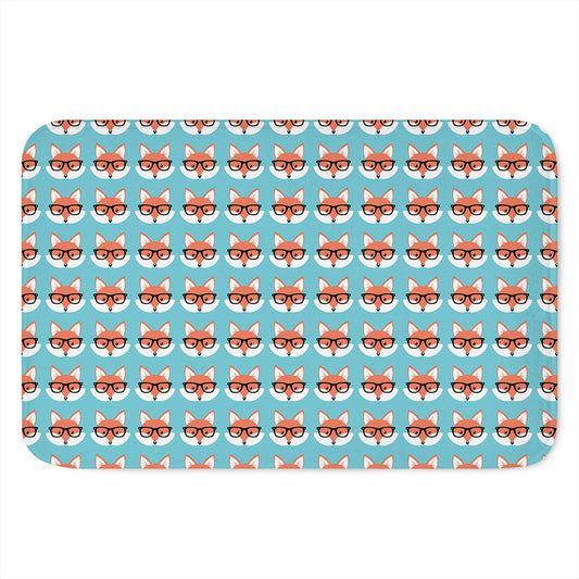 Fox With Glasses Pattern Print Indoor Door Mat
